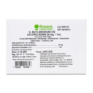 N-Butilbromuro de escopolamina 20mg/ml 5 ampollas