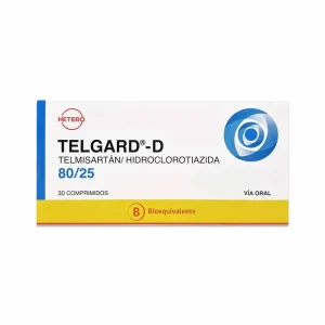 Telgard D 80/25 Telmisartán 80 mg/Hidroclorotiazida 25 mg X 30 comprimidos